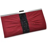 Steuer Bordeauxfarbene Satin-Optik Abendtasche Red