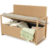 di volio Gartenbank mit Stauraum Verbana, für 2 Personen, wetterfest & wasserdicht, ideal für Balkon, Terrasse und Garten (Beige)