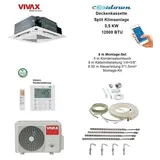 VIVAX Deckenkassette 12000 BTU + 8 m Montageset Decken Split Klimaanlage A+++