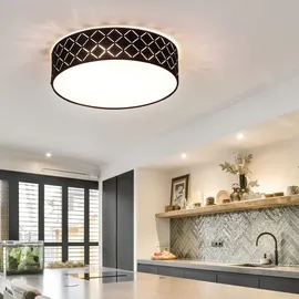 GLOBO RGB LED Deckenleuchte Textil schwarz gold, satiniert, Fernbedienung dimmbar, 2x 8,5w 806lm Warmweiß, Dxh 38x10 cm