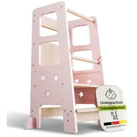 Juskys Lernturm Henny 3-fach höhenverstellbar Holz lackiert rosa