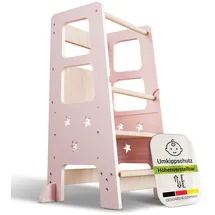 Juskys Lernturm Henny 3-fach höhenverstellbar Holz lackiert rosa