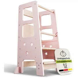 Juskys Lernturm Henny 3-fach höhenverstellbar Holz lackiert rosa