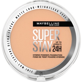 Maybelline New York 2-in-1 Puder Make-Up, Wasserfest und mattierend mit hoher Deckkraft, Super Stay Hybrides 21