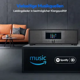 Medion LIFE® P66400 All-in-One Audio System schwarz Kompaktanlage, Subwoofer Weckfunktion, Sleep Einschlafautomatik) anthrazit