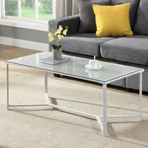 FineBuy Couchtisch Weiß Glas 100 x 50 x 42 cm