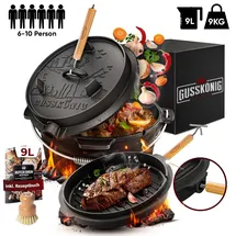 gusskoenig Dutch Oven Set 9 l Gusseisen schwarz