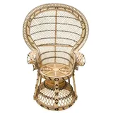 Casa Padrino Luxus Rattan Sessel Naturfarben 114 x 80 x H. 150 cm - Vintage Möbel