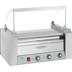 Royal Catering Hot Dog Grill - 7 Rollen - Wärmeschublade - Edelstahl RC-RG7DC