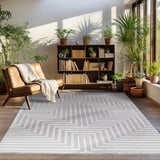 Carpettex Kurzflor Teppich Wohnzimmer Grau Teppich Skandinavisch Stil Teppich 3D Effekt Teppich 160 x 230 cm - Waschbarer Teppich Schlafzimmer Küchenteppich Geometrisches Muster Weich und Flauschig