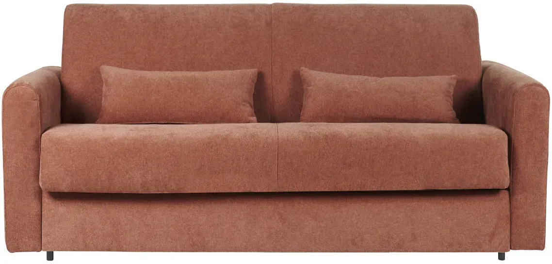 Schlafsofa 3-Sitzer mit Stoffbezug in Samtoptik Terracotta Matratze 13cm LETTO