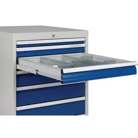 OEM Schubladenschrank Stahl H1019xB705xT736mm Lichtgrau/Signalblau 6 Schubladen Vollauszug