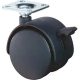 BS Rollen Kunststoffdoppelrolle mit Feststeller Polyamid Anschraubplatte 30 kg - F85.040.PL