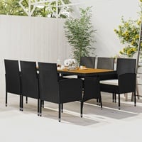 vidaXL 7-tlg. Garten-Essgruppe Poly Rattan Schwarz