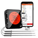 BFOUR Bluetooth Grillthermometer, Digital Funk BBQ Thermometer mit Sonden Fleischthermometer Bratenthermometer Temperaturfühlern mit Alarm Geschenk für Küche,Ofen, Fleisch und Flüssigkeit