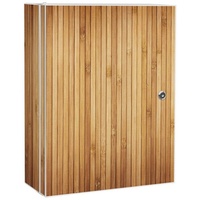 Banjado Medizinschrank Stahl Bambusholz (abschließbar, 3 große und 2