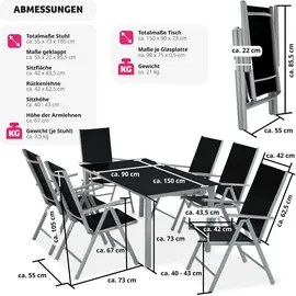 Tectake Gartengarnitur 7-tlg. grau 402167