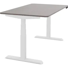 assmann büromöbel ASSMANN Elektrisch höhenverstellbarer Kinderschreibtisch JUNIOR Curved Sichtbeton Anthrazit Weiß, Memoryfunktion, Kollisionsschutz, - Grau/Weiß