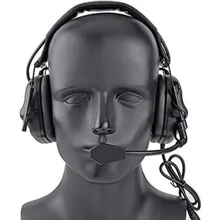 ATAIRSOFT Taktisch Kopfhörer Militärstandard Schießen Ohrenschützer verwendung mit PTT Walkie Talkie Radio Airsoft Taktisch Headset Schwarz