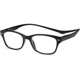 NEW VISION Lesebrille, Magnet Lesebrille, Lesebrillen Herren, Klassischer Stil Lesebrille NV3282 mit Magnetverschluss Hinten, Lesehilfe für Damen Herren (Schwarz, 2, Diottria)