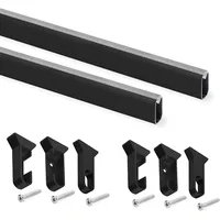 Emuca - Schrankstangen-Set, 1150 mm, Schwarz, Aluminium und Kunststoff,
