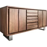 DeLife Live-Edge 147 cm Akazie Braun 3 Schübe 2 Türen, Sideboards, Baumkantenmöbel, Massivholzmöbel, Massivholz