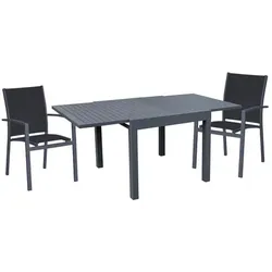 GARDEN PLEASURE Tischgruppe »ELENA «, 3-tlg., Dunkelgrau, Aluminium, Kunststoff