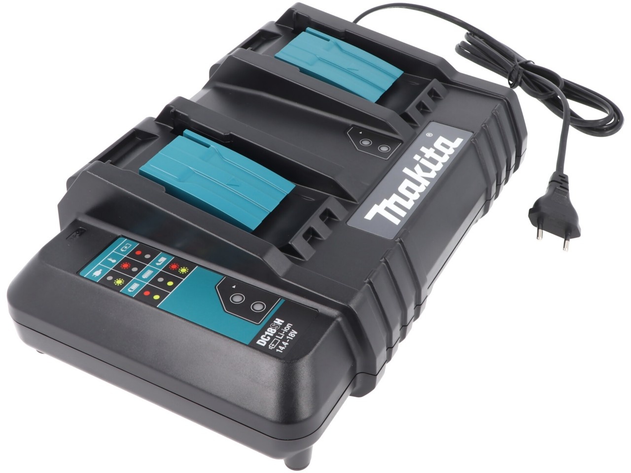 2-Schacht Makita DC 18 SH Doppel Schnell-Ladegerät 14,4 Volt und 18 Volt für 1-2 Li-Ion Akku