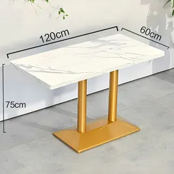Gastronomiemöbel Cafe Bar Restaurants Hotel Einrichtung Quadratischer Tisch Bistrotisch Weiß gold HMJT 120*60*75cm D