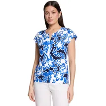Betty & Co Blusenshirt mit Gummizug in Weiß/Dunkelblau | Gr.: L