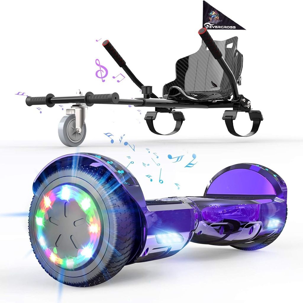 EVERCROSS Hoverboards mit Sitz 6,5" Self Balance Scooter mit Bluetooth LED Hover Board mit Hoverkart