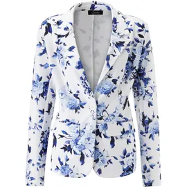 Aniston SELECTED Jerseyblazer floral Blau/Weiß 46