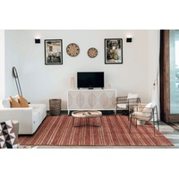 HAMID - Woll- und Jute-Teppich Olivia, Handgewebter Woll-Jute-Teppich für Wohnzimmer, Schlafzimmer, Rot Naturfarbe, (200 x 290 cm)