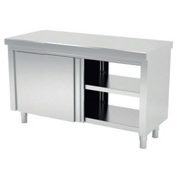 Neutrale zentrale Durchreiche mit Regal - Schiebetüren 1600x700x850 Satiniert - INSEHOST