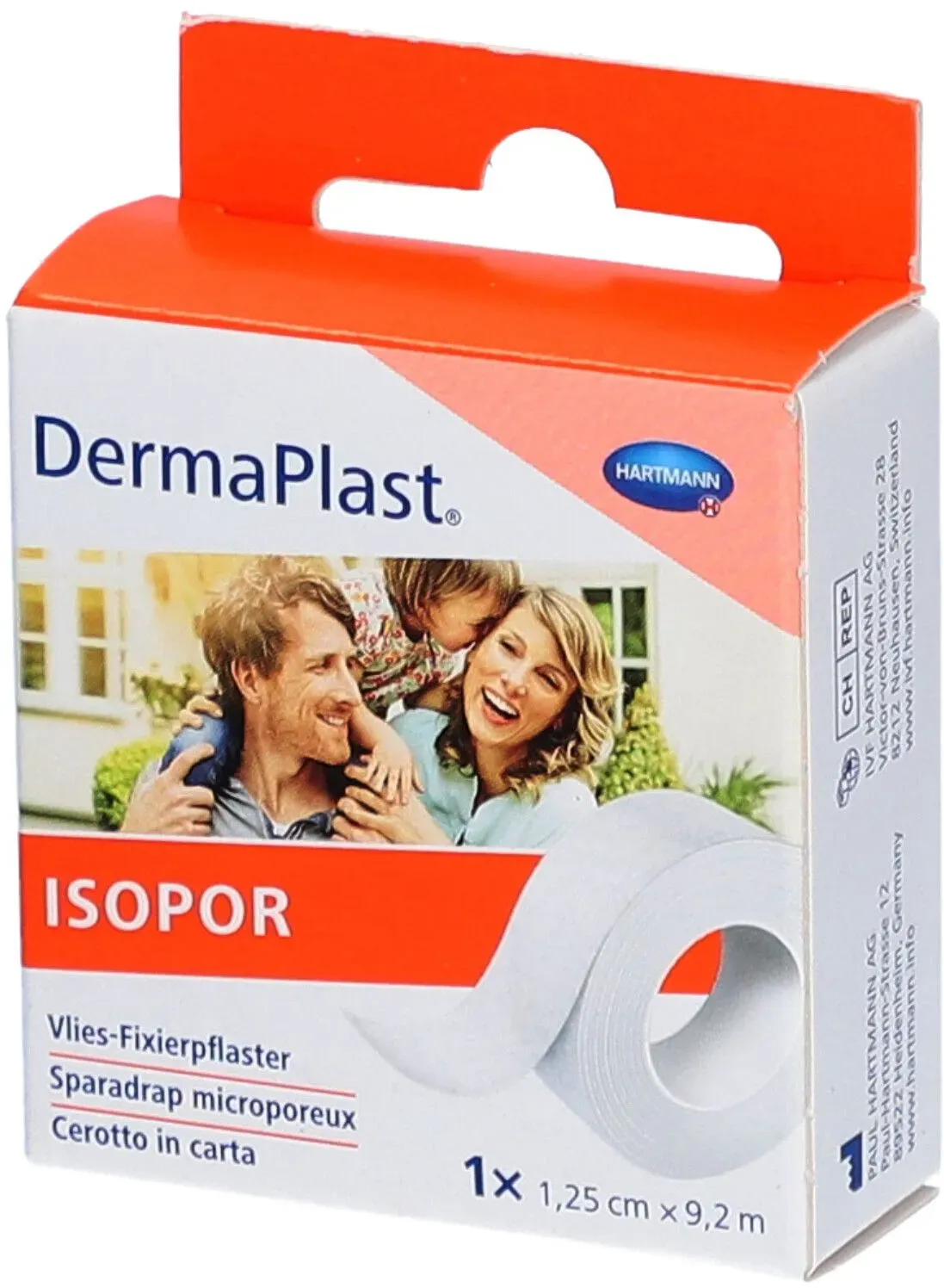 Dermaplast Isopor 1.25cmx9.2m Vlies weiss