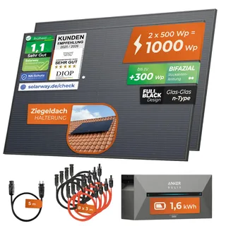 1000 W / 800 W inkl. 1,6 kWh Anker Solix 2 Pro Speicher