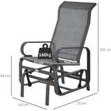 Outsunny Schaukelstuhl Garten Gartenstuhl Relaxstuhl Gartenschaukel Garten Metall Schaukel Stuhl Für Garten Terrasse Balkon Texteline Grau+braun 60 X 78 X 105 Cm