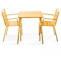 Oviala Palavas Gartenset Tisch quadratisch 3-tlg. mit Armlehnen Gelb