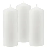 HS Candle Stumpenkerzen Ø6cm 3er Pack Weiß Schnee