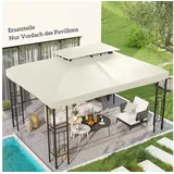 furnicato Pavillon-Ersatzdach Ersatzdach für Gartenpavillon 4x3m Cremeweiß, 300 x 400 cm, Widerstandsfähige Pavillonplane mit PA-Beschichtung und Sonnenschutz weiß