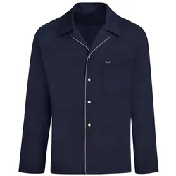 Schlafanzug TRIGEMA "TRIGEMA Schickes Schlafanzug Oberteil mit Knopfleiste", Herren, Gr. XL, blau (navy), 100% Baumwolle, casual, Homewear-Sets