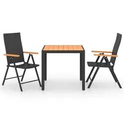 vidaXL Garten-Essgruppe Schwarz und Braun Garten Möbel : Größe - 3-tlg.