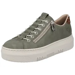 Plateausneaker RIEKER, Damen, Gr. 36, grün (schilfgrün), Lederimitat, sportlich, Schuhe