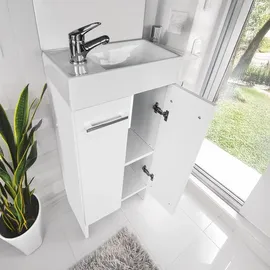 paplinskimoebel - Waschbecken mit Unterschrank 40cm Breit Malibu, Badezimmerschrank klein, Waschtisch mit Unterschrank, für Gäste WC, Waschbeckenunterschrank Weiss