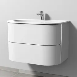 Sanipa 4balance Keramik-Waschtisch + Waschtischunterbau 80 cm mit 2 Auszügen, Badmöbel,