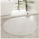 Homie Living Badematte Porto Azzurro, Höhe 30 mm, rutschhemmend beschichtet, fußbodenheizungsgeeignet, schnell trocknend, Polyester, rund, Badteppich, uni, rechteckig & rund, waschbar, Badezimmerteppich beige rund | Ø 90 cm x 30 mm