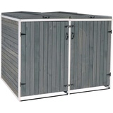MCW 2er-/4er-Mülltonnenverkleidung MCW-H74, Mülltonnenbox, erweiterbar 126x158x98cm Holz MVG ~ grau-weiß
