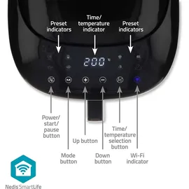 Nedis SmartLife Heißluftfritteuse Wi-Fi 7,2 l schwarz