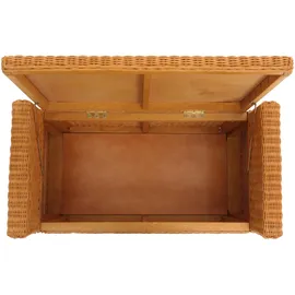 Mendler Aufbewahrungstruhe M92, Truhe Sitzbank Garderobenbank, Kissen Kubu Rattan 88cm ~ honigfarben