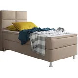 Inter Boxspringbett, Miami mit Bettkasten, 90x200 cm Kunstleder muddy - Beige